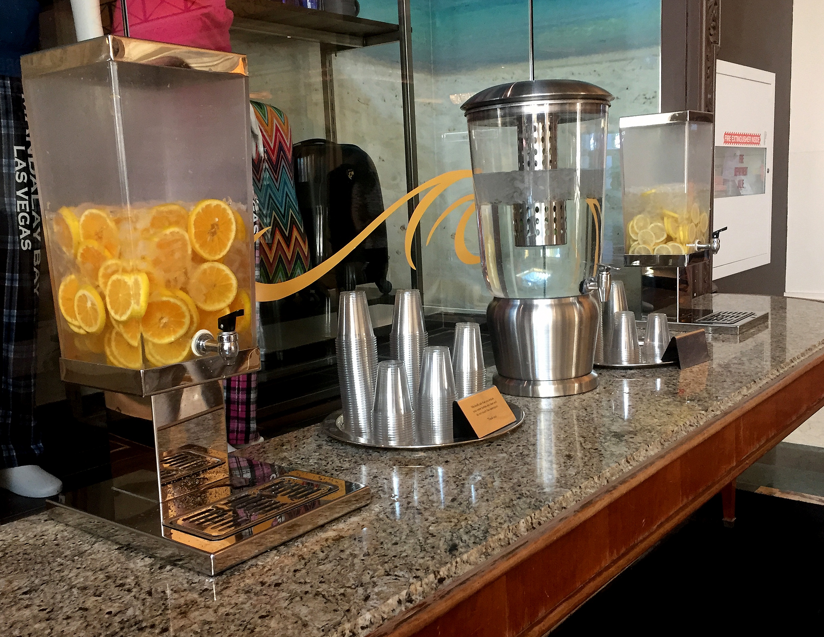 Refill your bottle with infused water at the lobby of Mandalay Bay.