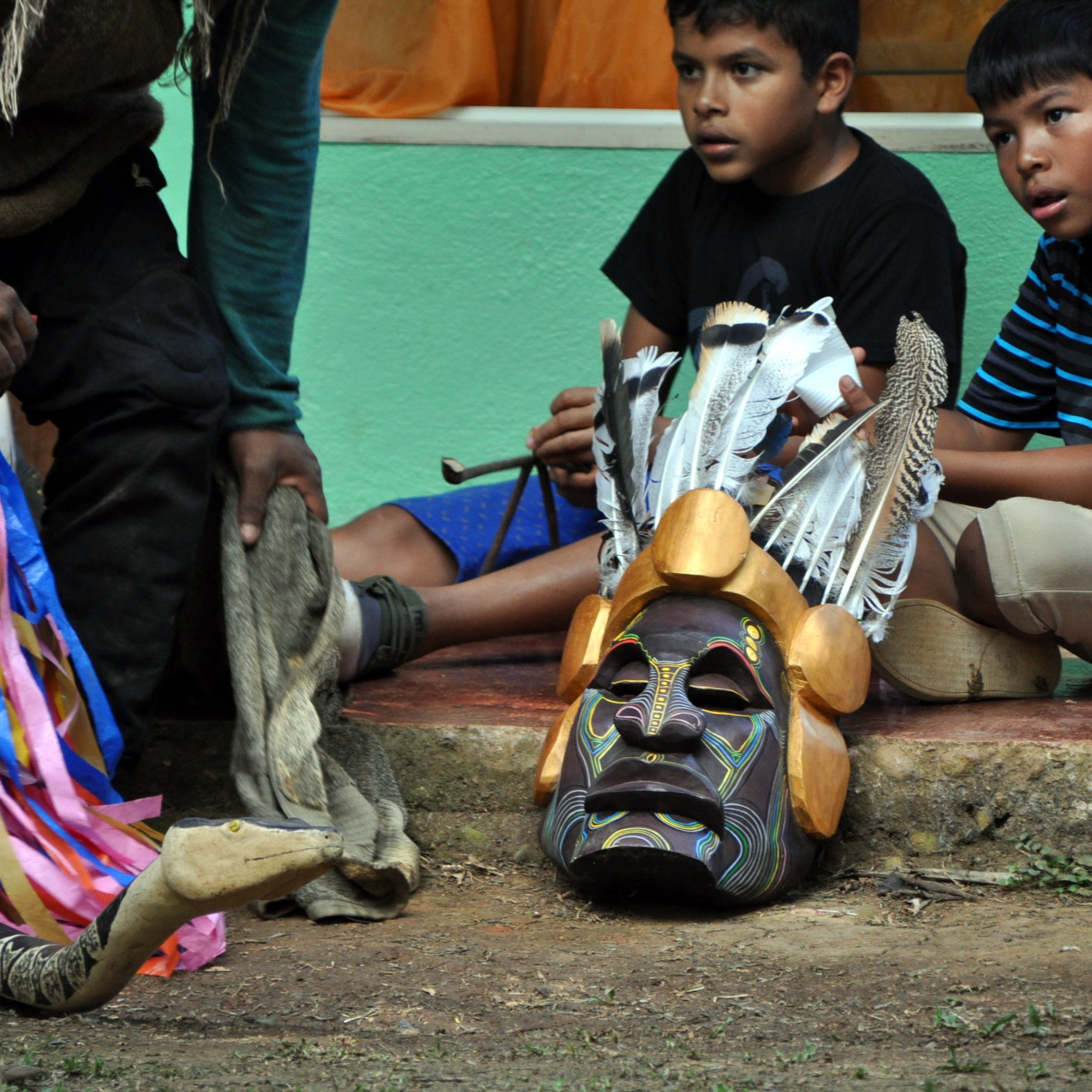 Only men from the village who have made their own masks are permitted to take part in the festival.